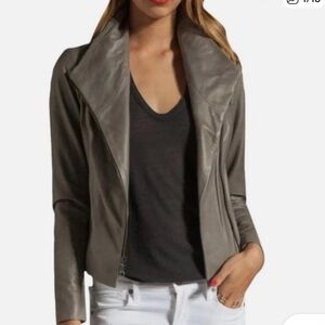 Lamarque Brown and Green Leather Jacket